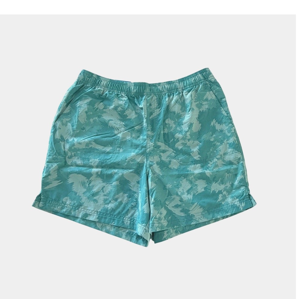 Columbia Swim Shorts Mens M Teal Aqua Camo 5 Inch Inseam Pockets NWT
